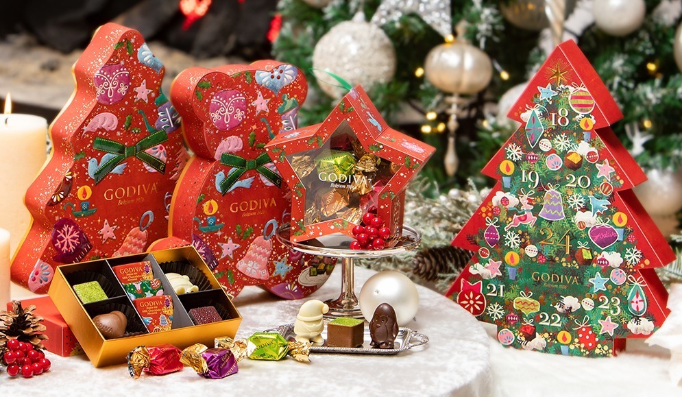 ゴディバのクリスマス限定コレクション、煌びやかなツリーや愛らしい