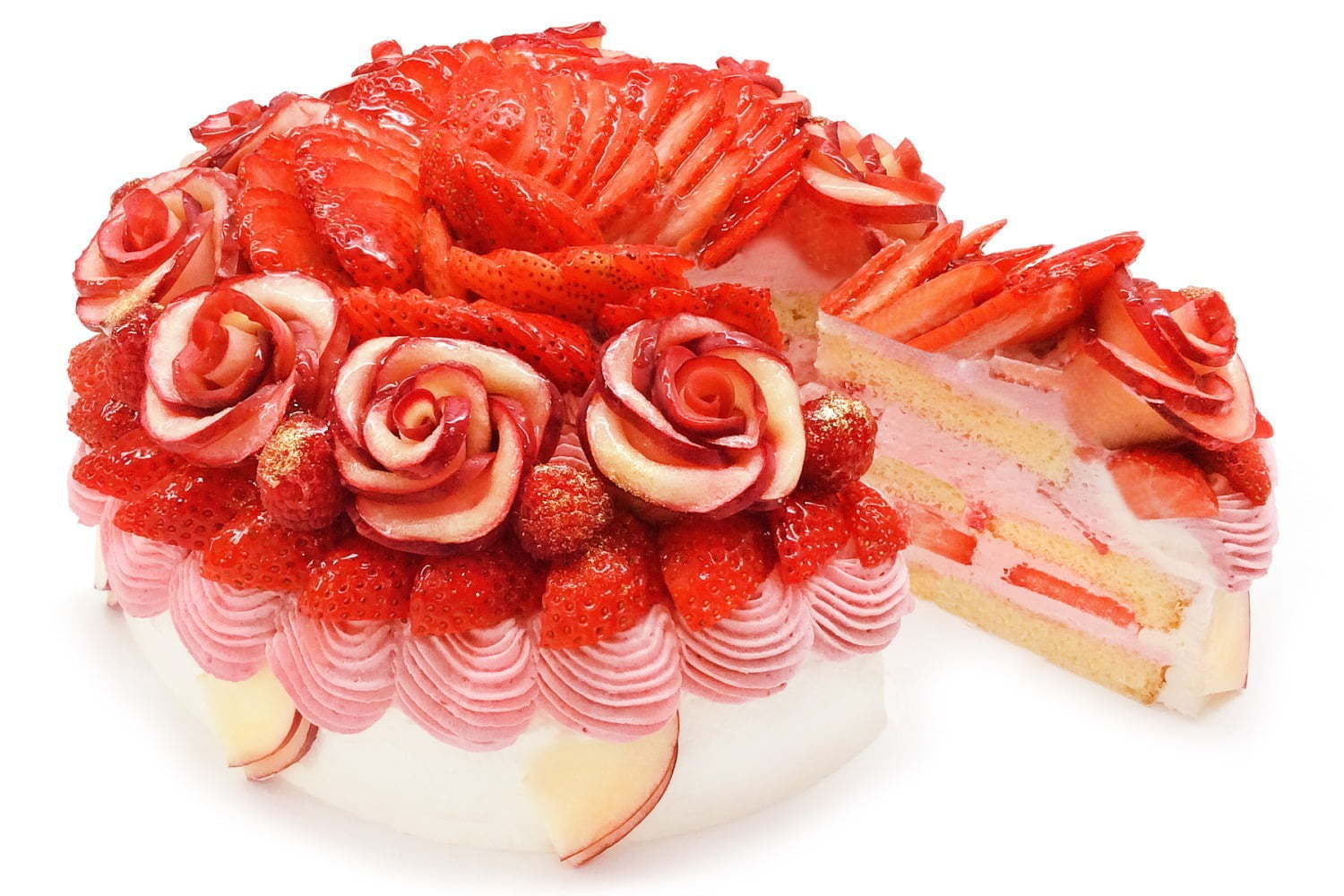 カフェコムサ りんごやマンゴーの バラの花 咲く限定ショートケーキ ファッションプレス