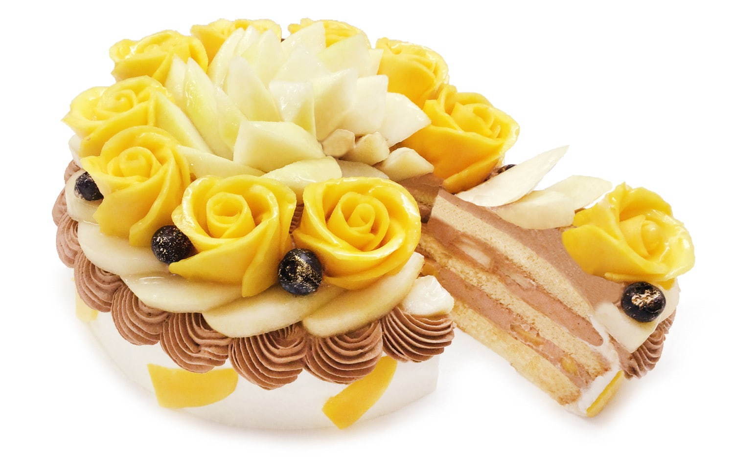 カフェコムサ、りんごやマンゴーの“バラの花”咲く限定ショートケーキ｜写真2