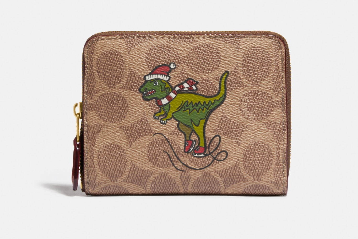 COACH 二つ折り 財布 レキシー シグネチャー クリスマス 恐竜 - 折り財布