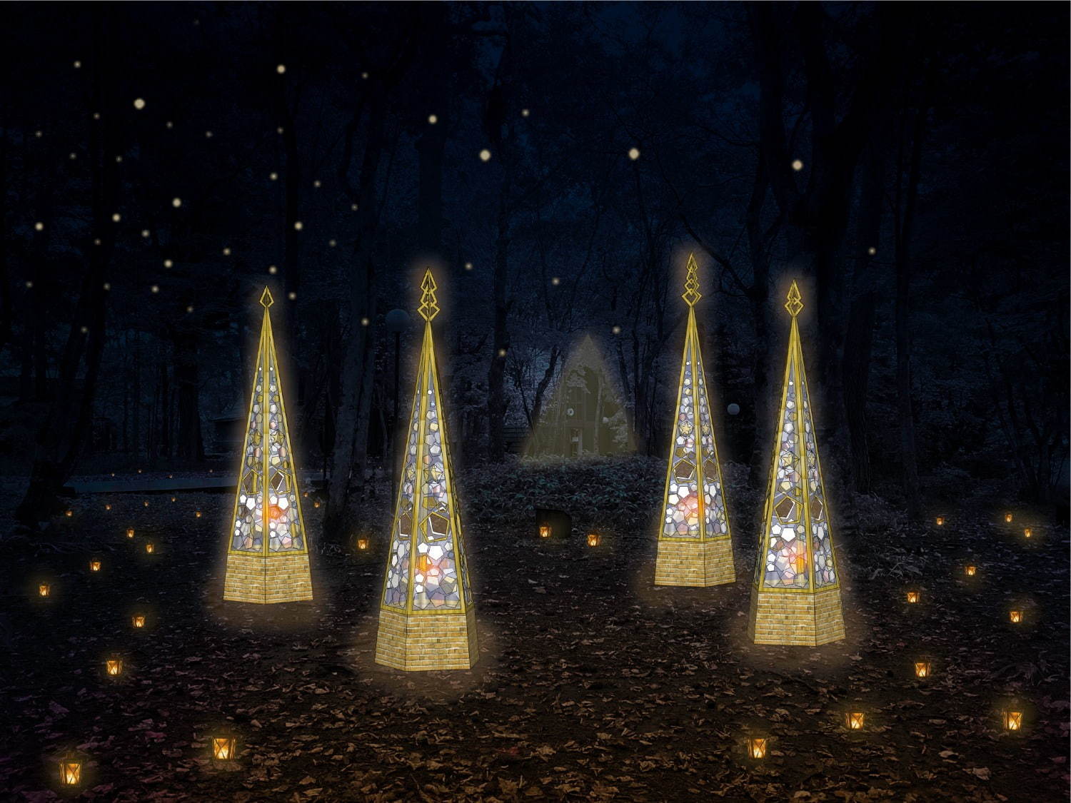 「軽井沢高原教会 星降る森のクリスマス 2020」“星や星空”イメージの幻想的なライトアップ｜写真2