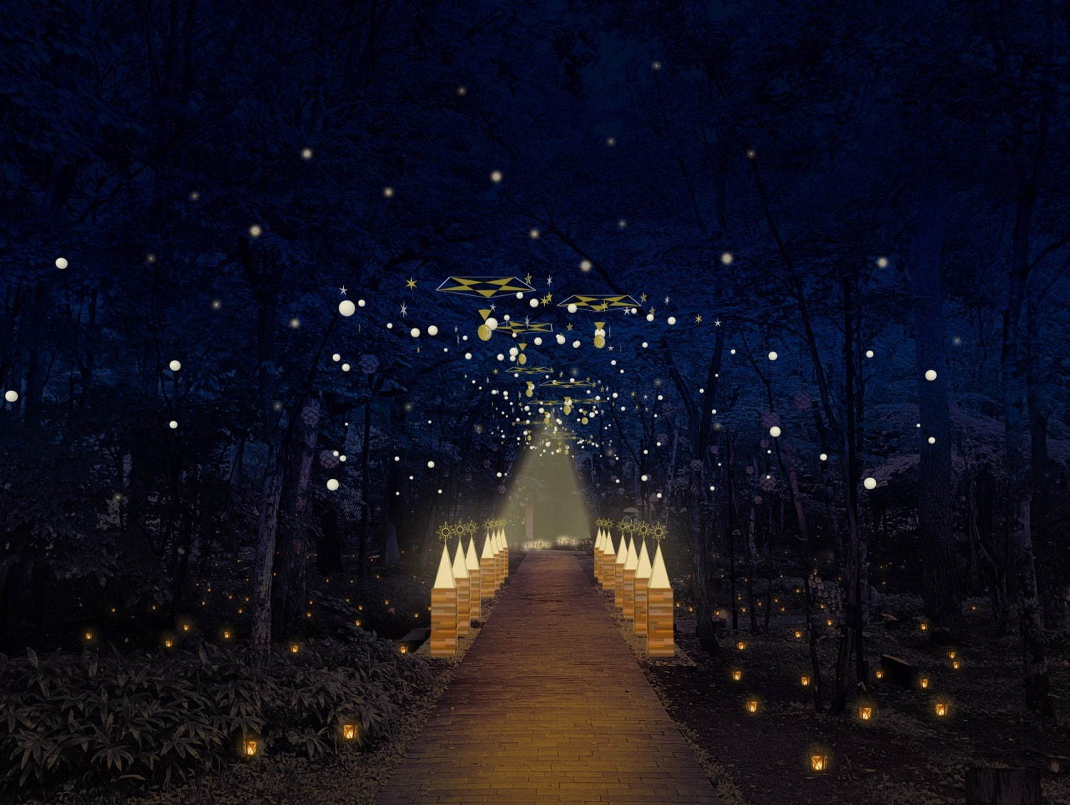 「軽井沢高原教会 星降る森のクリスマス 2020」“星や星空”イメージの幻想的なライトアップ｜写真4