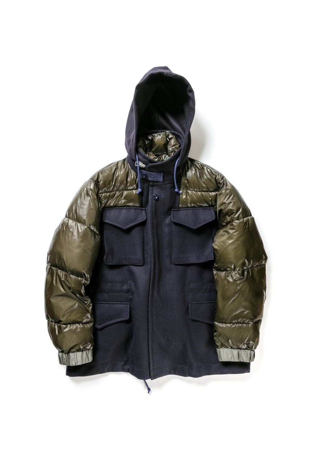 【関税・送料込】sacai ベルト付きパネル パファージャケット sacai サカイ☆ベルトフードパファージャケット異素材☆ホワイト