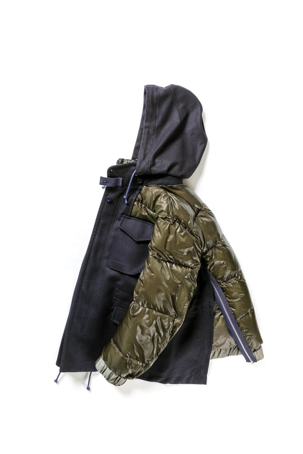 心斎橋パルコ限定 SACAI サカイ パファージャケット カーキ×ブルー