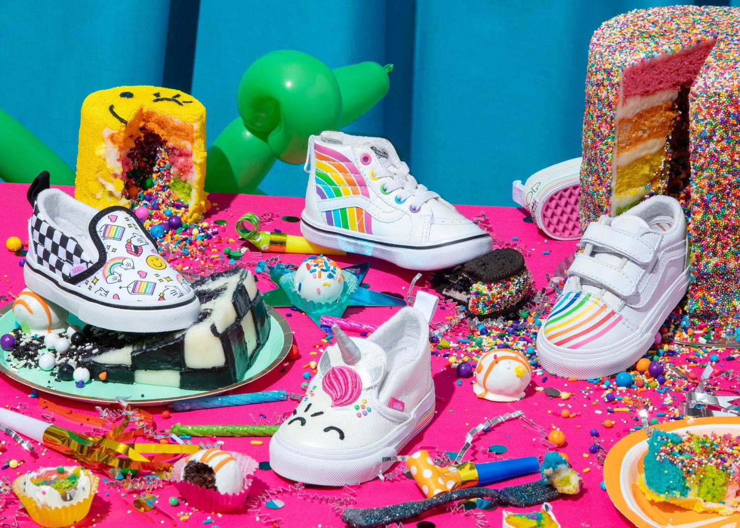 Vansカラフルお洒落 VANS×NY発“レインボーケーキ”フラワーショップのスニーカー