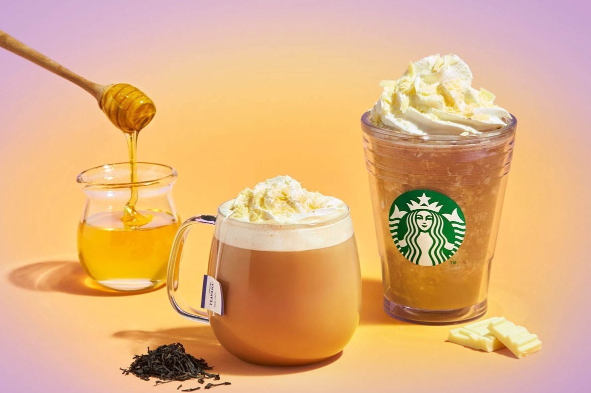 スターバックスの新作「アールグレイハニーホイップフラペチーノ＆ラテ「華麗アールグレイ×蜜