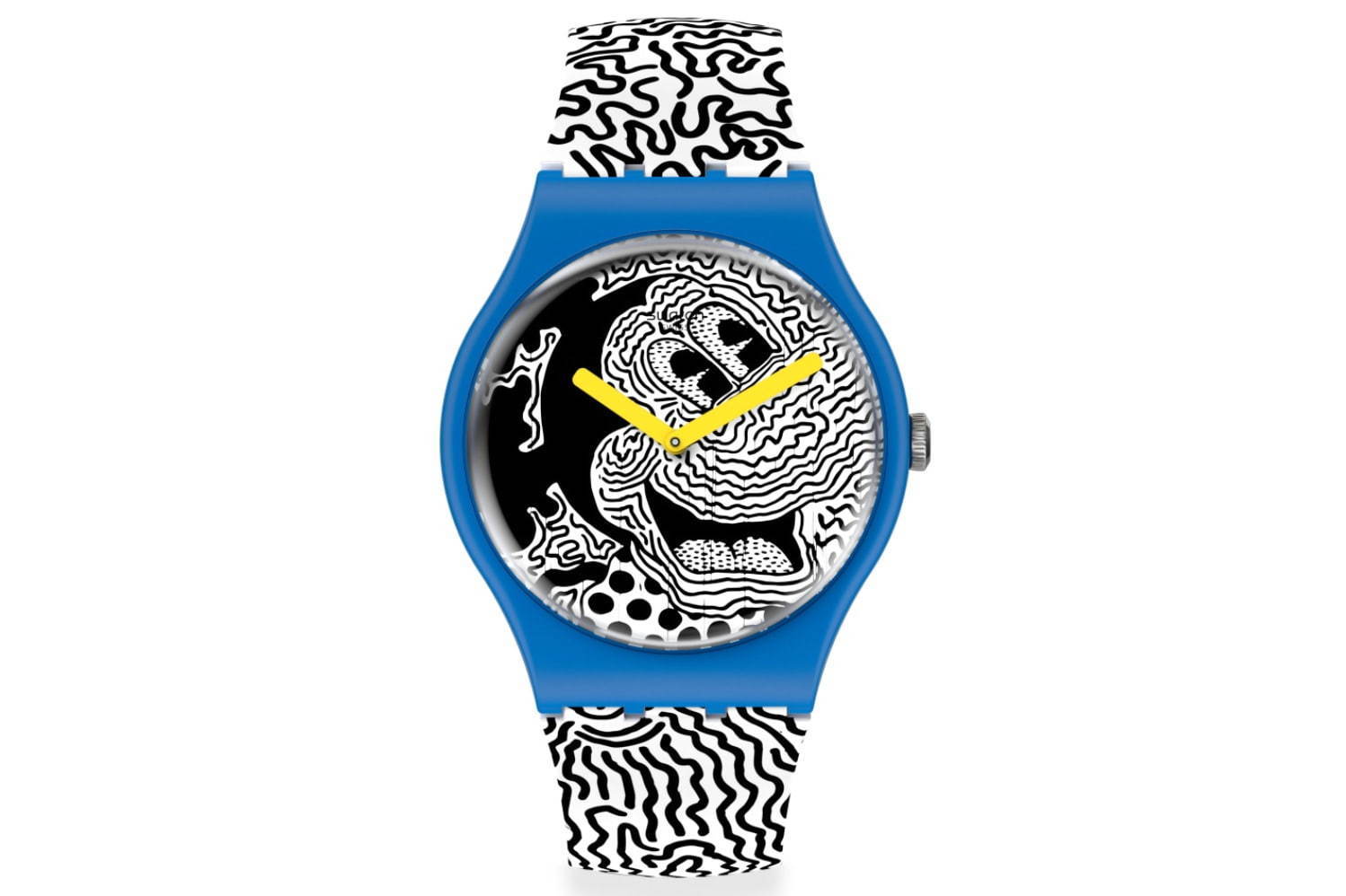 スウォッチ"キース・へリングが描くミッキーマウス"の腕時計、赤ズボン着想や白黒曲線ストラップ｜写真12
