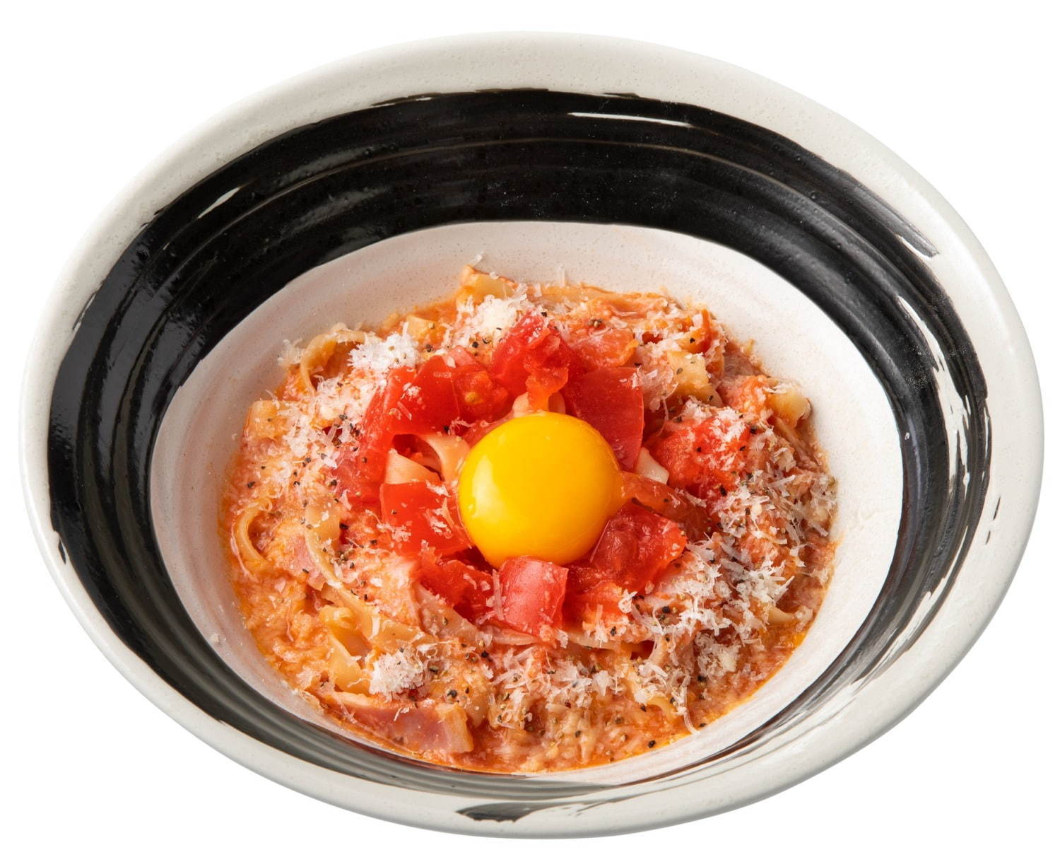 完熟トマトと貝柱の生カルボナーラ 980円＋税
