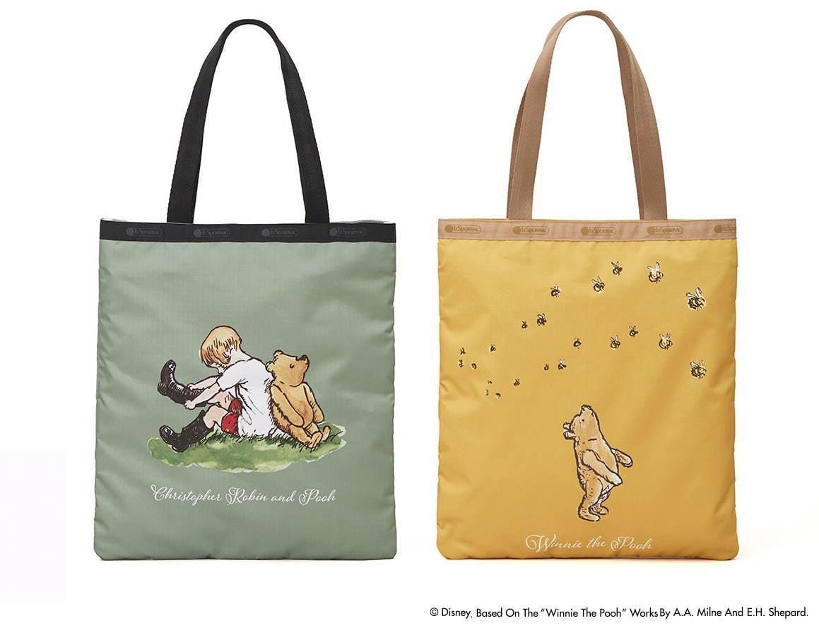 左から) You ‘re a real friend/-Winnie the Pooh- エメラルド トート(H38×W33cm) 各10,000円＋税