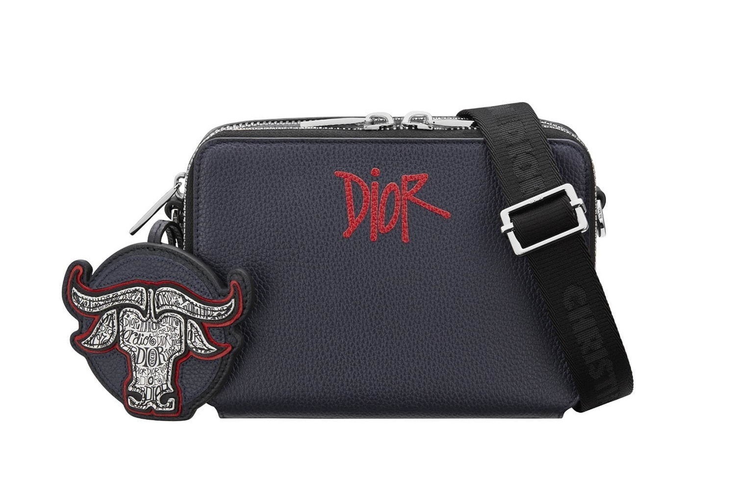 ディオール Dior ショーンステューシーコラボ ロゴ  カバン ハンドバッグ トートバッグ レザー ブルー