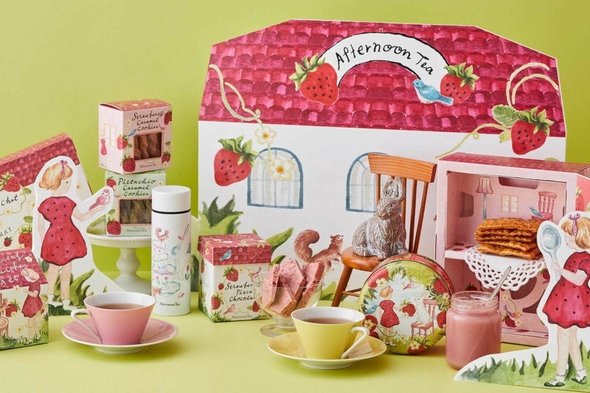アフタヌーンティー・ティールームの春限定新作ギフト、いちごのフレーバーティーや焼き菓子
