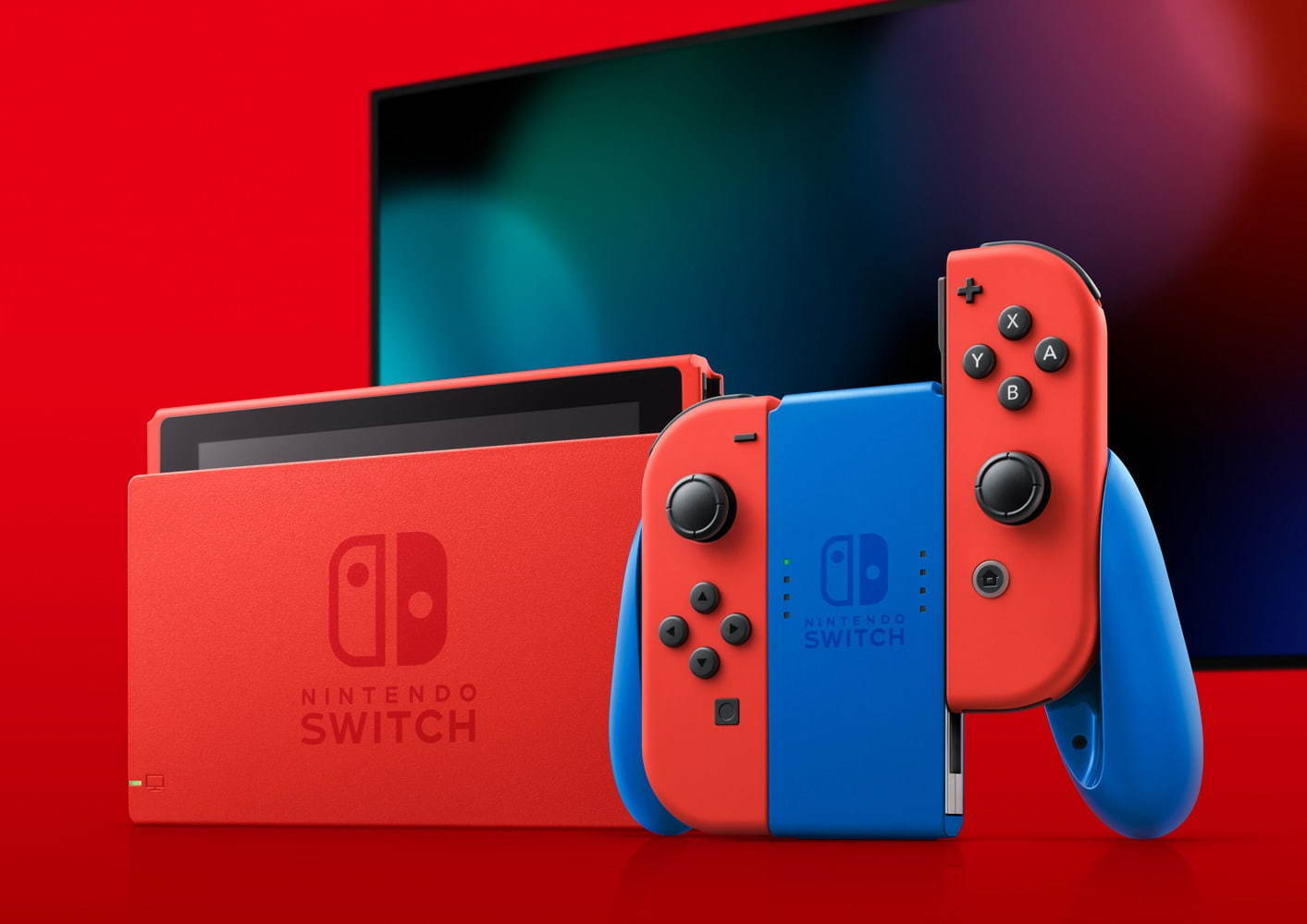 スイッチ　マリオレッド　2020年製　新型　本体　画面　Switch　ケース　②