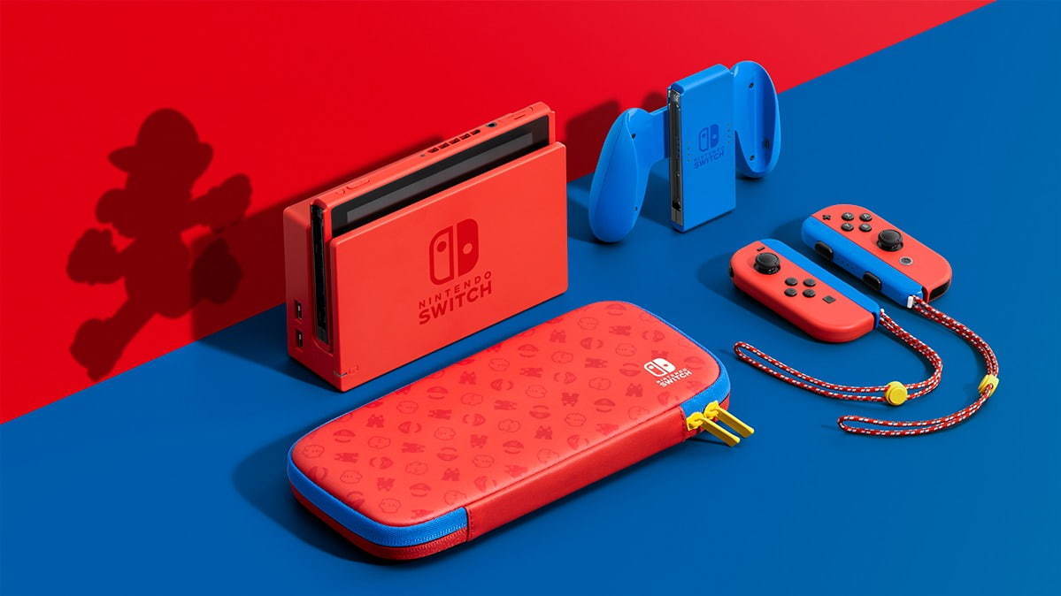 ニンテンドースイッチ」にマリオモチーフの新色 - レッド×ブルーのバイ