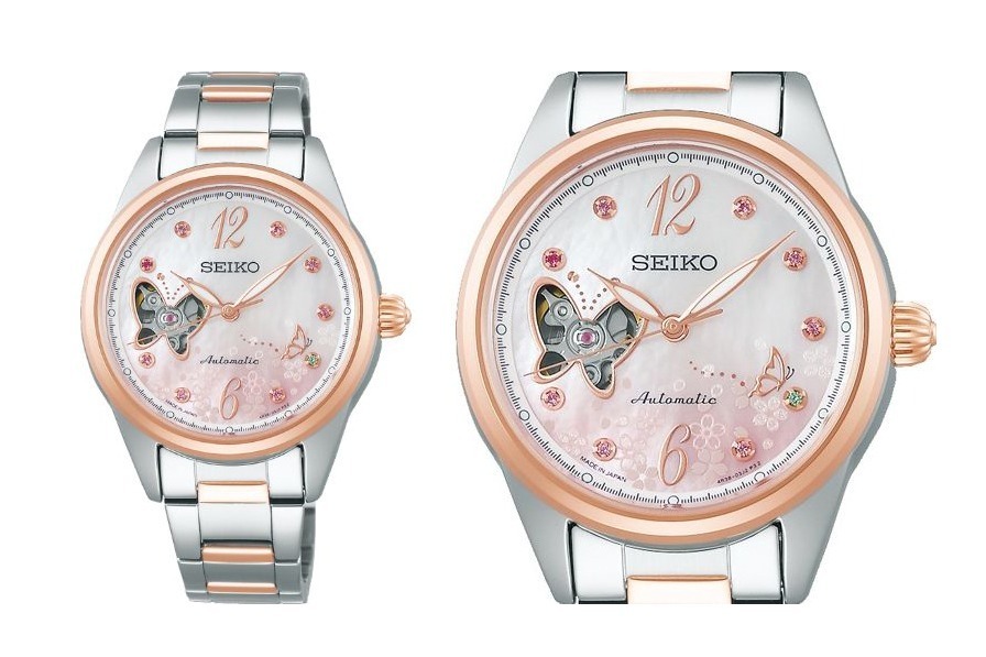 セイコーウオッチ“桜”腕時計2021、桜の庭園で蝶が舞うダイヤル＆煌めく
