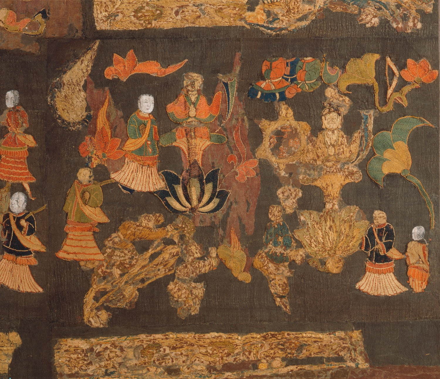 国宝 天寿国繡帳(部分) 飛鳥時代・推古天皇30年(622)頃 奈良・中宮寺蔵［東京会場・前期］