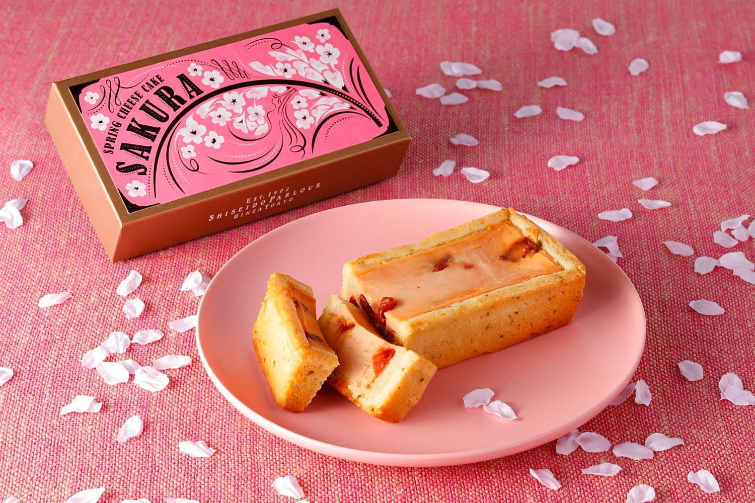 資生堂パーラーから春限定のさくら味チーズケーキ 桜香る濃厚クリームチーズ ビスキュイ ファッションプレス