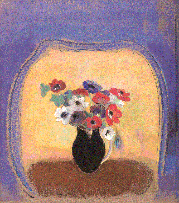 オディロン・ルドン《黒い花瓶のアネモネ》1905年頃 岐阜県美術館蔵