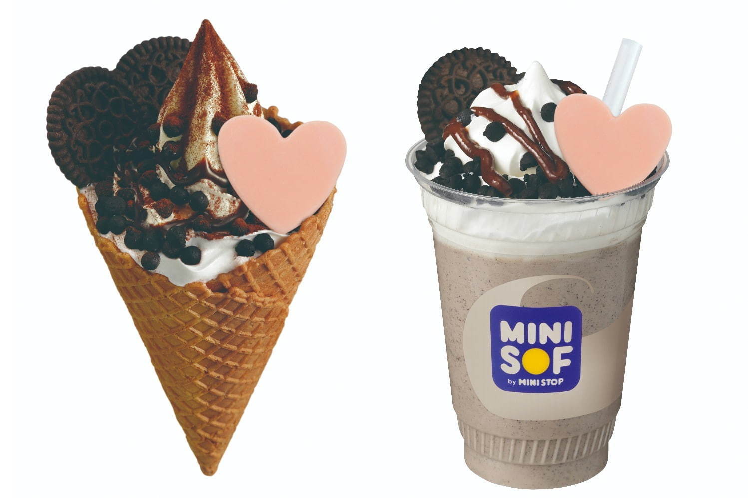左から)ワッフルソフトクリーム チョコクッキー 490円(税込)
のむソフトクリームパフェ チョコクッキー 540円(税込)
