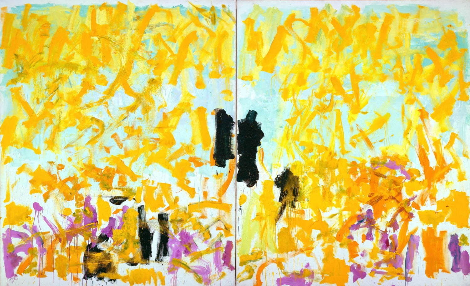Joan Mitchell, <em width="1500" height="912">Cypress</em>, 1980
Oil on canvas (diptych), 220.3 × 360.7cm
Courtesy of the Fondation Louis Vuitton