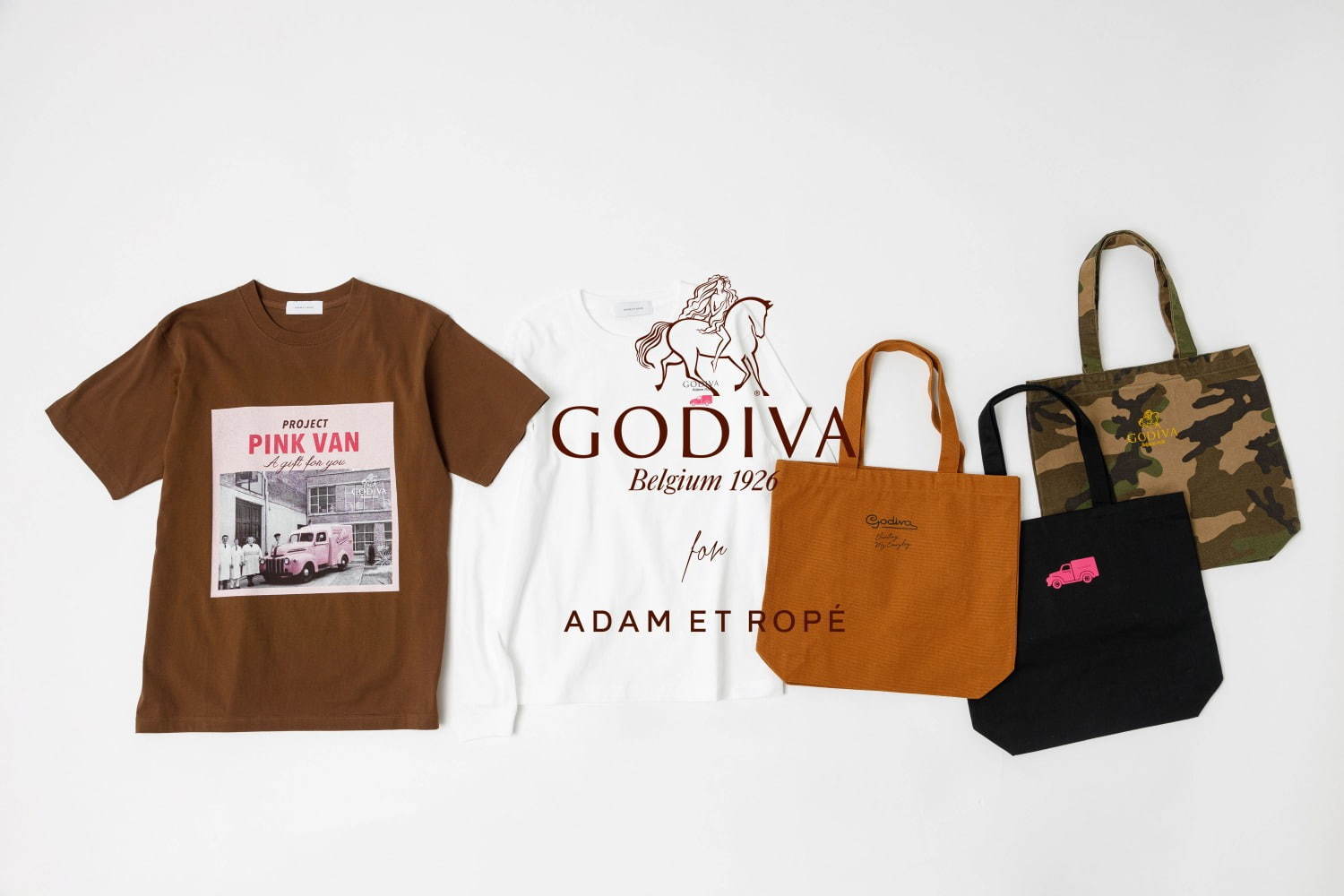 アダム エ ロペ×ゴディバの”チョコ色”Tシャツ、ピンクのバンのグラフィック入り｜写真10