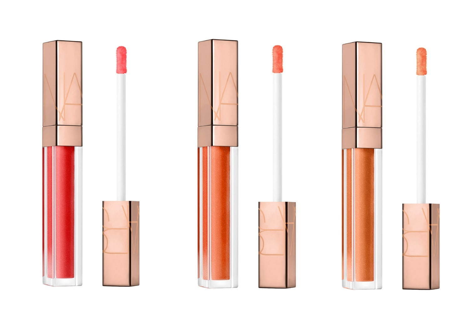 左から) NARS アフターグロー リップシャイン 00344、00346、00348 各3,300円+税