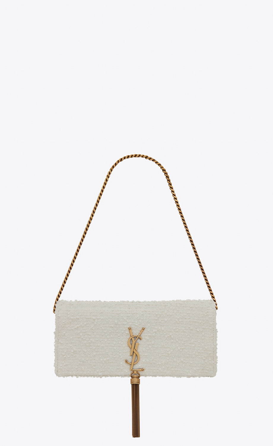 イブサンローラン 日本製 ゴールド YSL ロゴぼたん ツイード ジャケット36