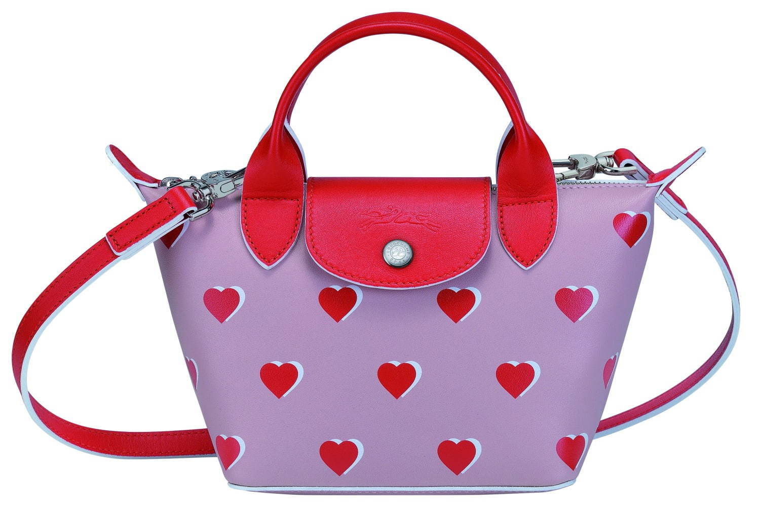 ロンシャンの‟真っ赤なハート柄”バレンタイン限定バッグ「ル プリアージュ キュイール」 - ファッションプレス