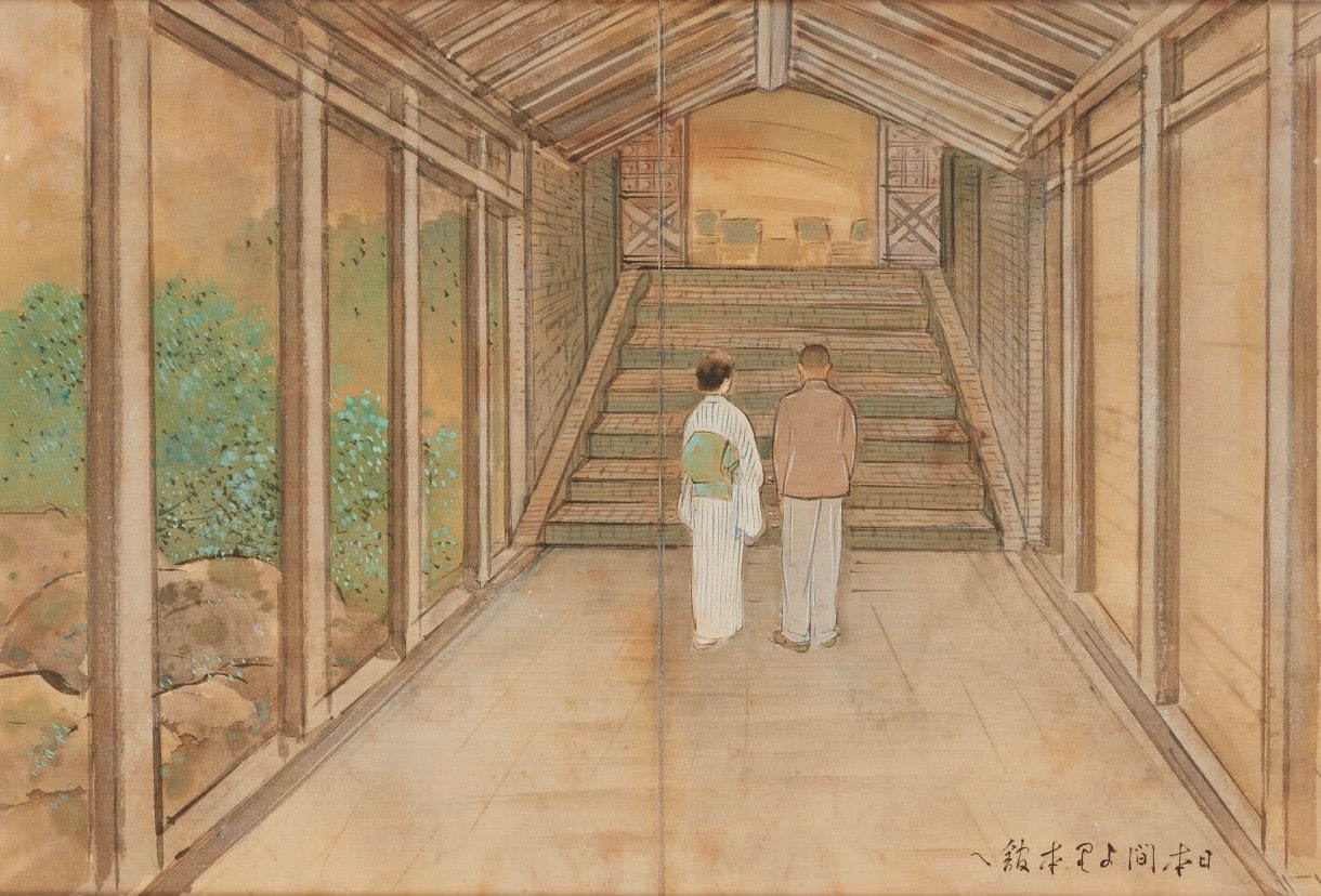 久保田金僊《駒場御本邸画帖》(15面のうち1面) 1940年(昭和15年) (公財)前田育徳会蔵