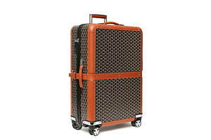 ゴヤールの新スーツケース「サトラス」、杉綾模様にレザーを配した76L 