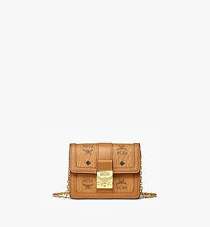 MCM“ヴィセトス柄×なめらかレザー”のバッグ、ゴールドチェーン付き 