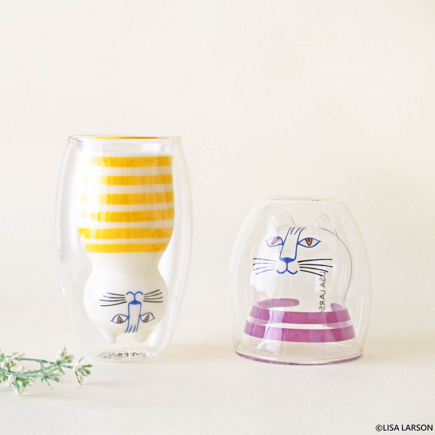 リサ・ラーソン日本初のダブルウォールグラス、ドリンクを注ぐと“ミンミ＆ミア”がひょっこり｜写真1