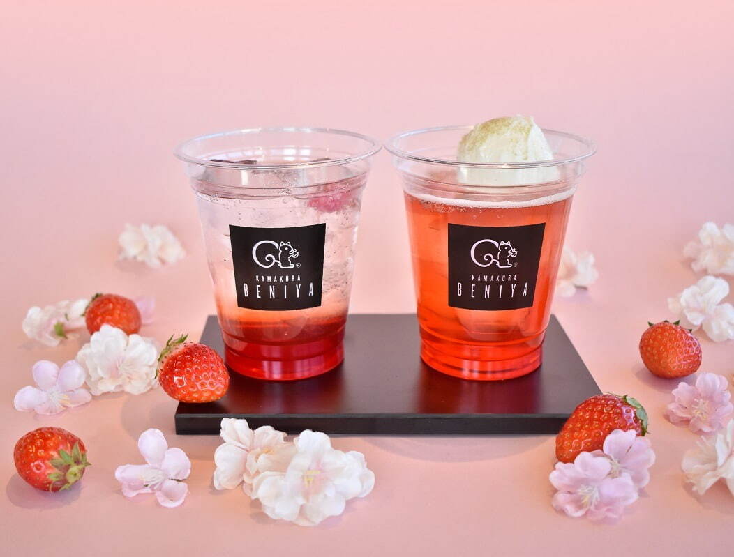 桜薫るストロベリーソーダ 600円＋税
※プラス80円でジェラードのせも可能。