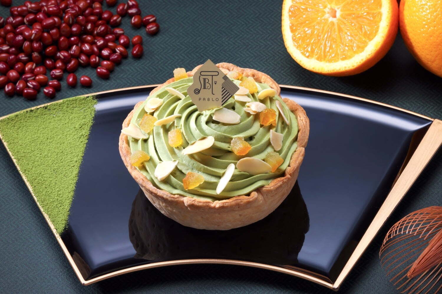 パブロ、宇治抹茶×あずきの“和”チーズタルト - オレンジピール＆アーモンドのアクセント｜ゆめタウン光の森
