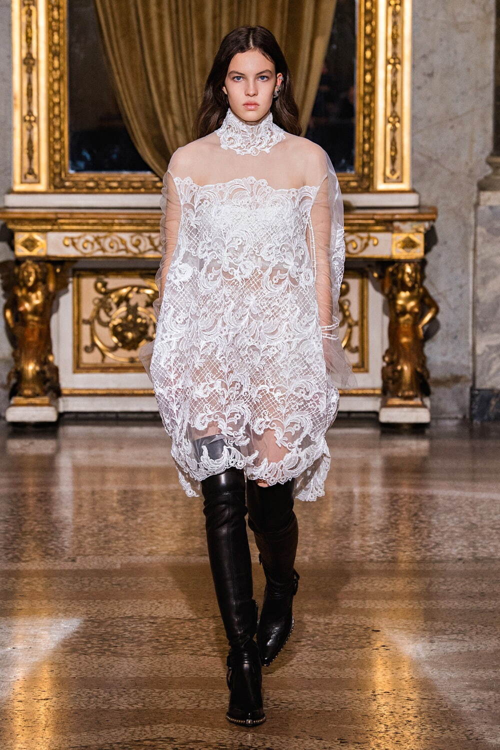 新品未着用 ERMANNO SCERVINO 花柄 ウールシルクドレスワンピース 