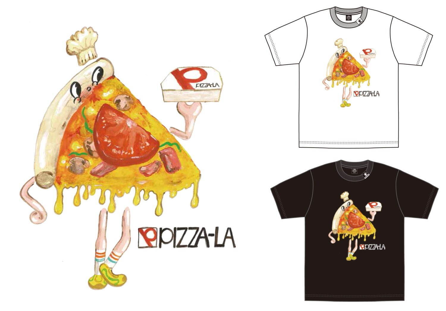 ミハラ ヤスヒロ ピザーラ チーズたっぷり ピザキャラ入りtシャツ ピザ箱入りで限定販売 ファッションプレス