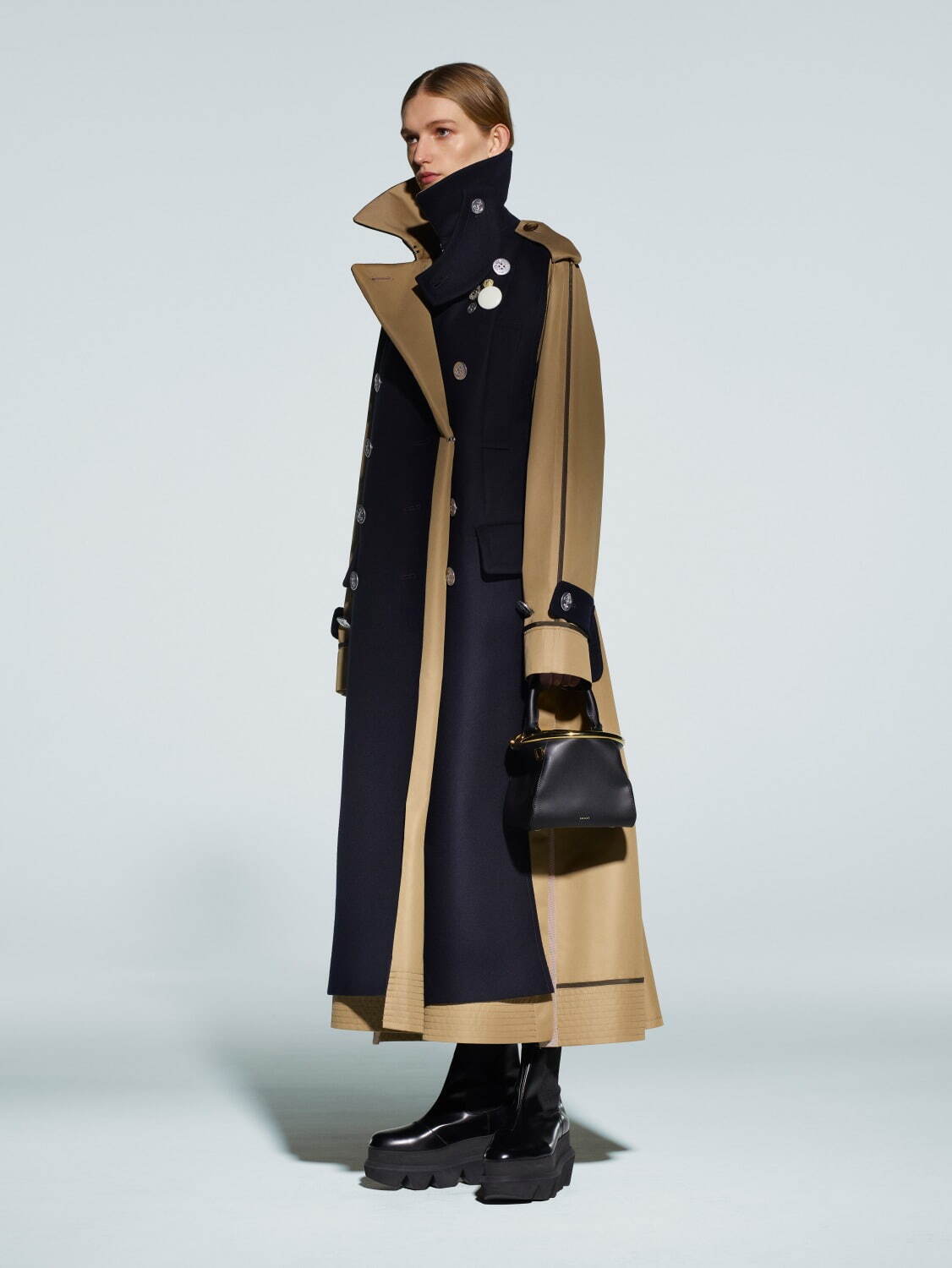 美品 sacai 2021 ロングコート ブラック サイズ1-