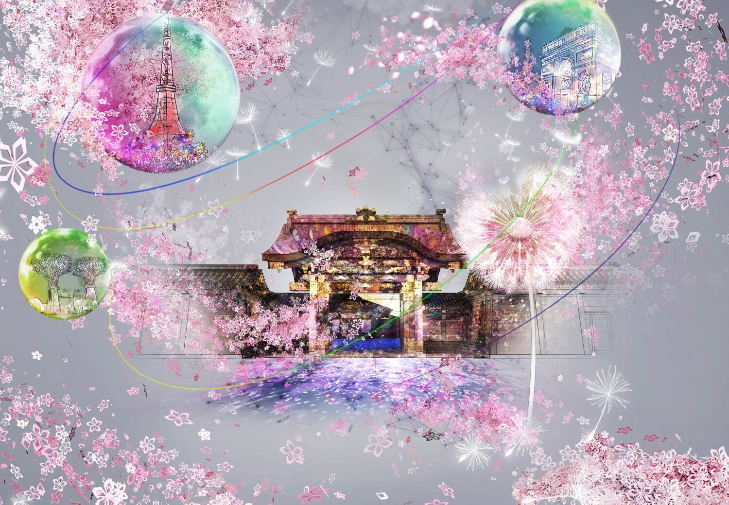 花の体感型アート展「ネイキッド フラワーズ」京都・二条城で、夜桜×アートのプロジェクションマッピング｜写真7