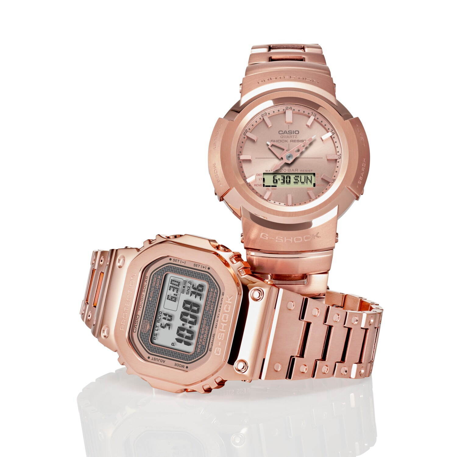 G-SHOCK“ローズゴールド”のフルメタル腕時計、“金属の塊”から削りだ