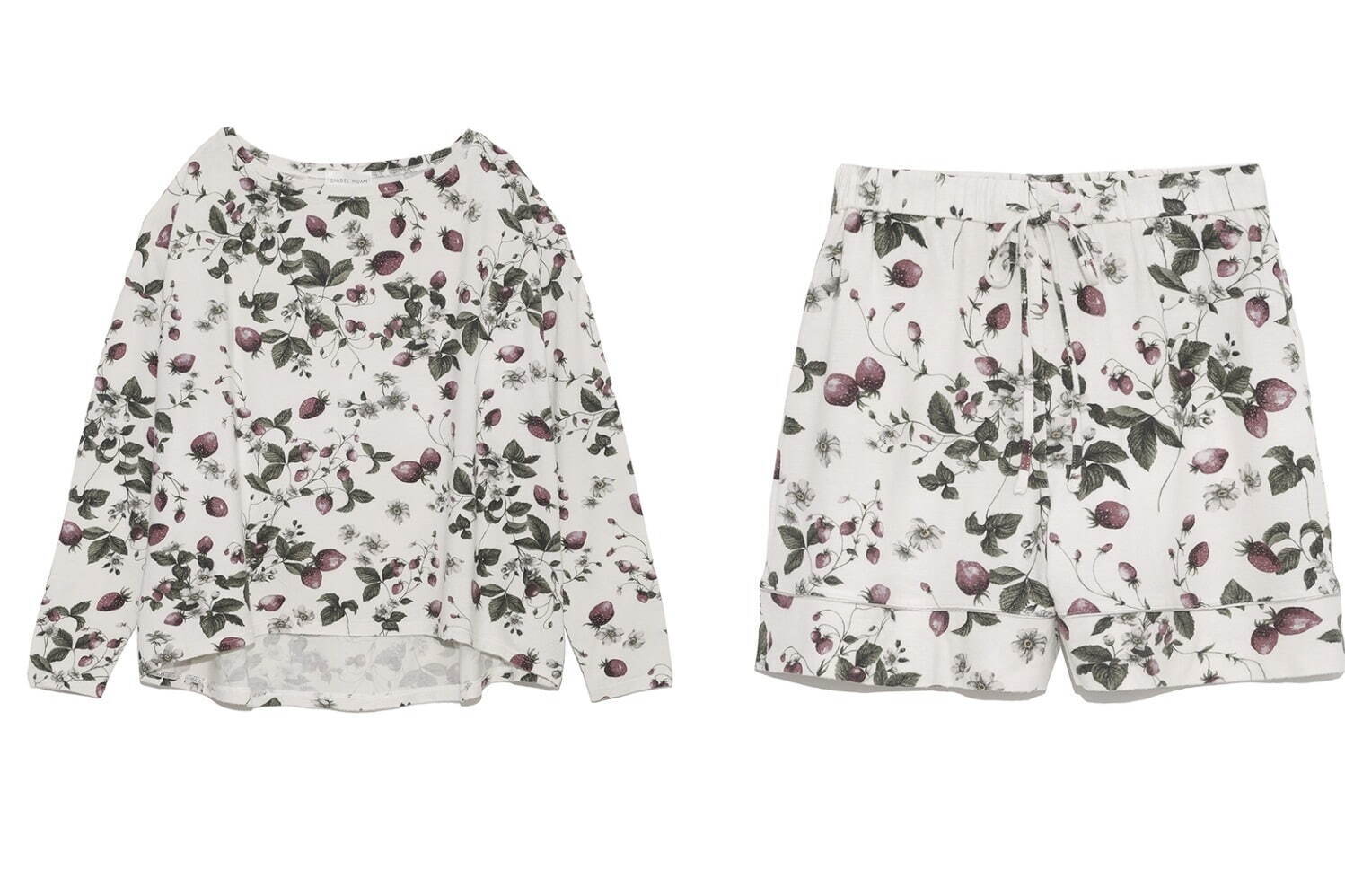 スナイデル ホーム2021年春夏ルームウェア、苺柄のヴィンテージ風パジャマ＆ねこ柄ロンTワンピ｜写真1