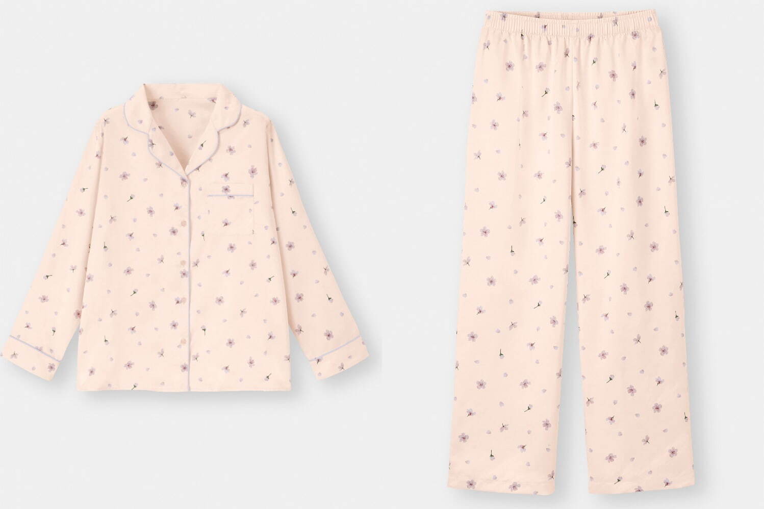 Gu 桜 舞い散る21年春ルームウェア 艶めくサテン生地のパジャマ ワンピース ファッションプレス