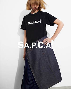 A.P.C.×sacaiのデニムジャケットやロゴフーディ、フリンジ付き白