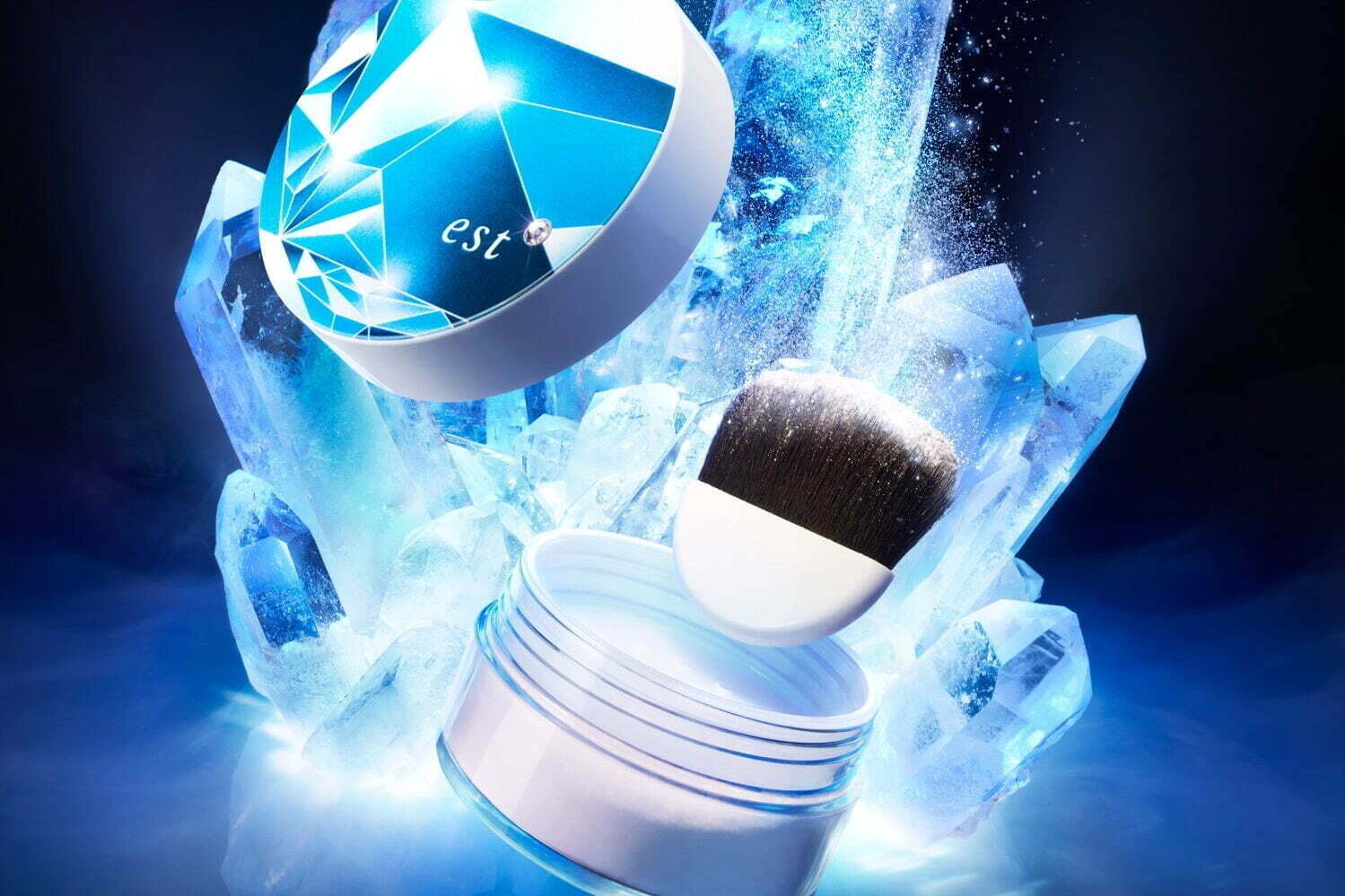 エスト21年夏コスメ“肌の上で水が弾ける”ひんやりフェイスパウダー、“氷の世界”着想のケース