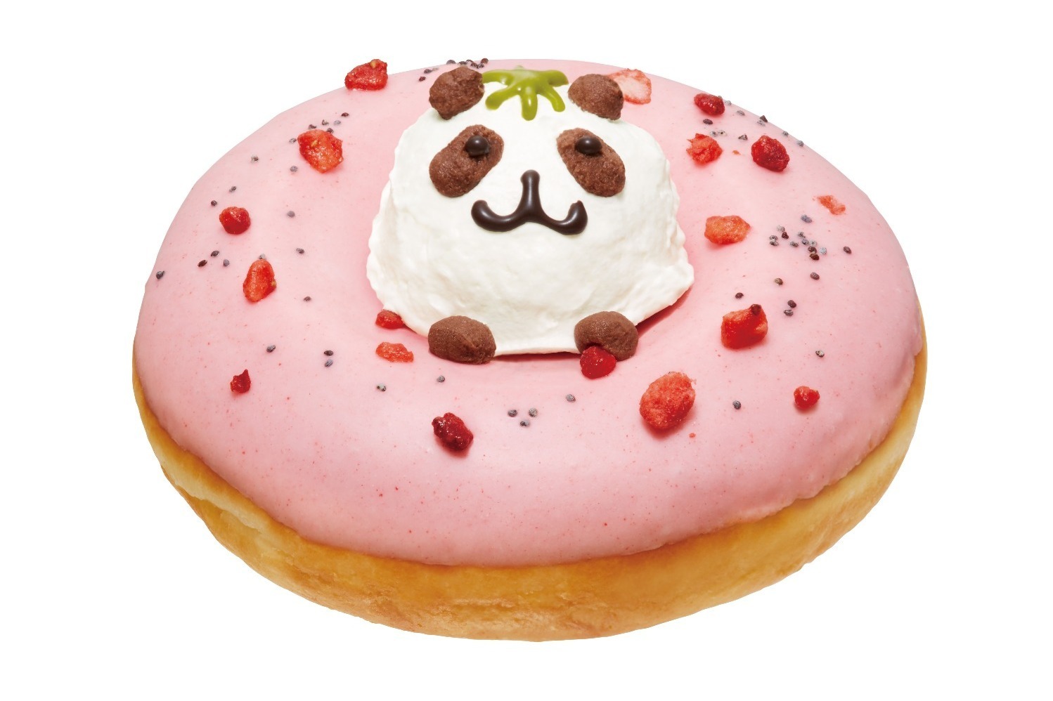 ドーナツ｜クリスピー・クリーム・ドーナツ“パンダ”が顔を出す苺ドーナツ＆花びらホイップ、名古屋限定で