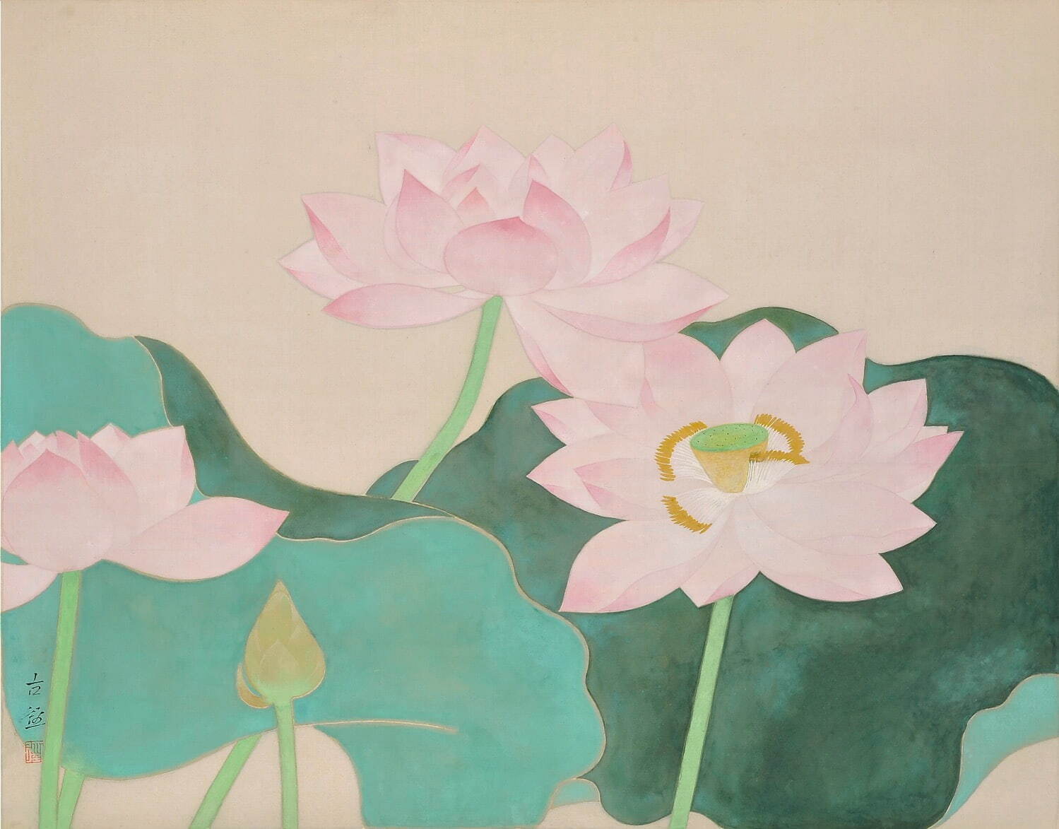 絵画　「日本画」花⓵ 日展出品受賞経験者が描いた一品です(^-^)v 長野順子 銅版画展 「物語の生まれるとき」 2025年9月6日(土