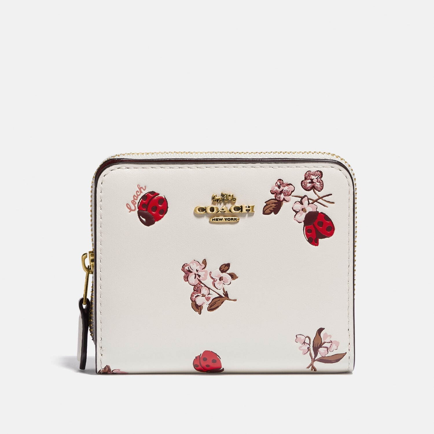 コーチ2021年春の新作レディース財布、桜カラー＆テントウムシ柄のミニ 