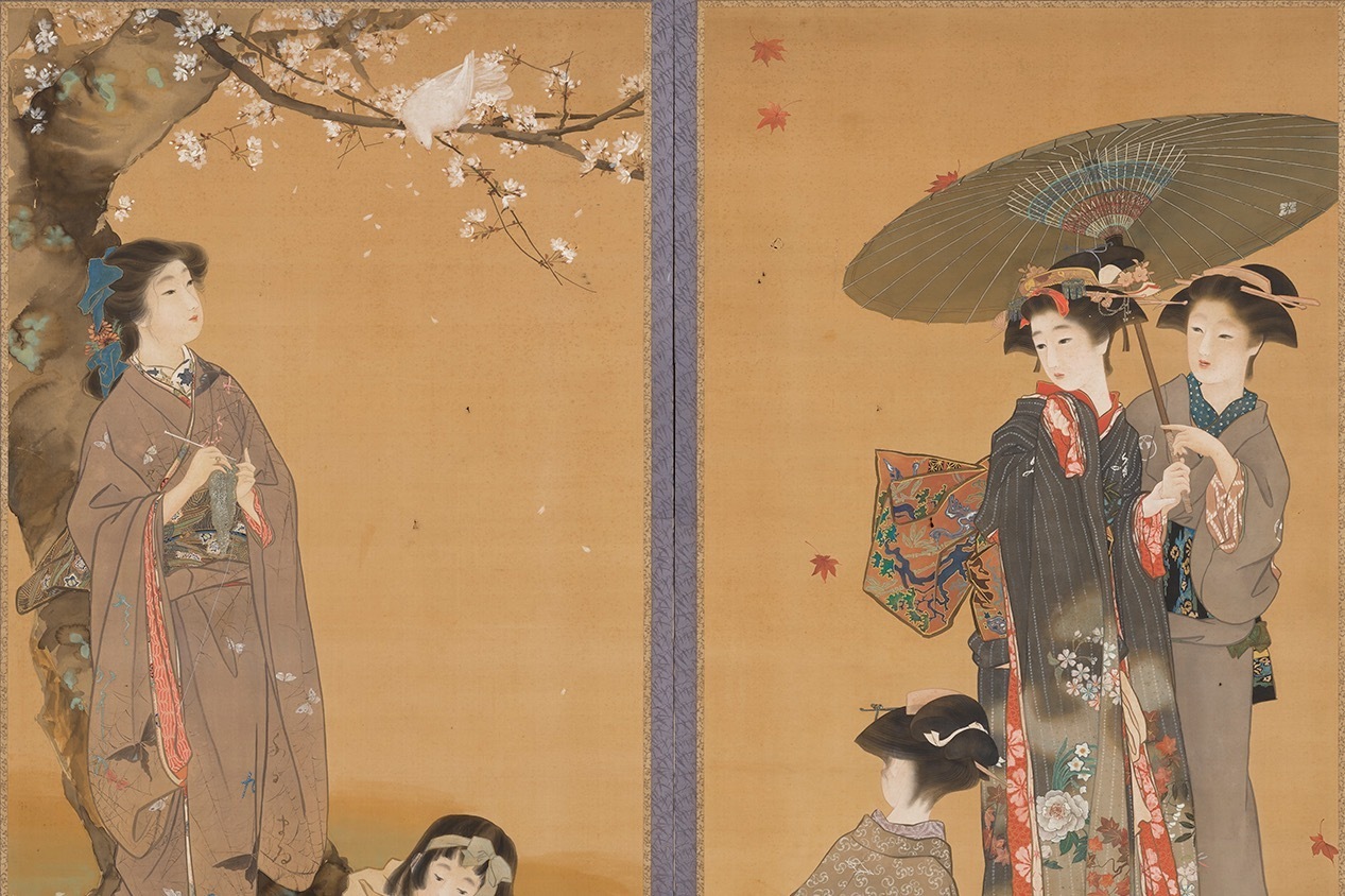 【保証書付】 池田蕉園、秋苑、希少画集画、新品額装付、状態良好 絵画