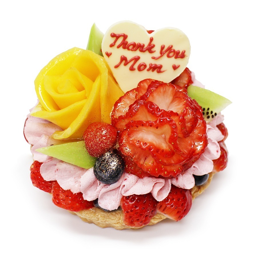 いちごカーネーションとマンゴーの花束のケーキ 直径12cm 3,800円、直径 15cm 6,400円