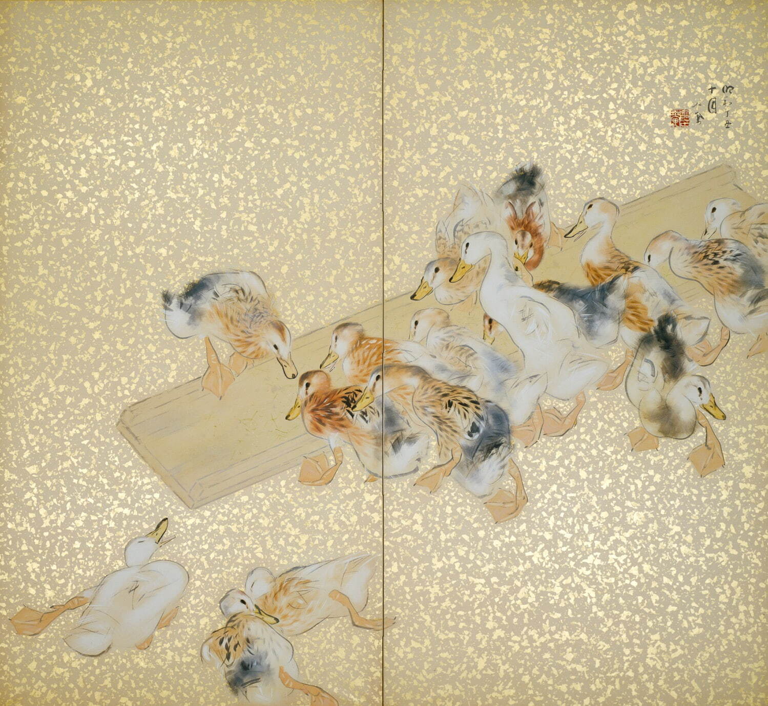 若き家鴨(右隻) 昭和12年(1937) 京都国立近代美術館