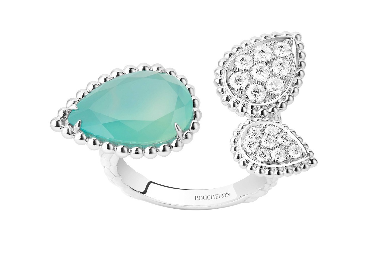 ブシュロン「セルパンボエム」新作ジュエリー、みずみずしい乳白色に輝く天然石のドロップモチーフ