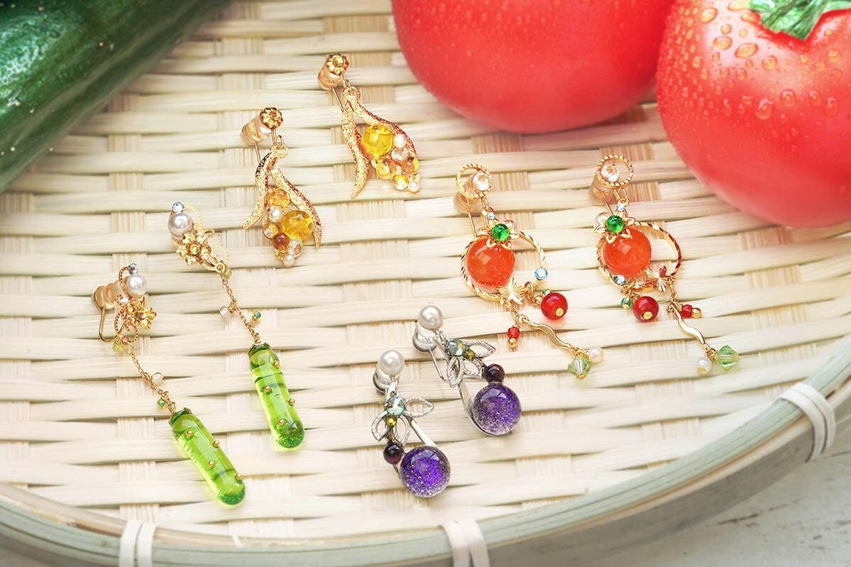 京都発ピアスのようなイヤリング ぴあり 新作は採れたて 夏野菜 ナスやトマトをガラスで表現 ファッションプレス